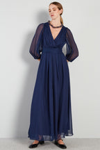 Long Chiffon V-Neck Dress