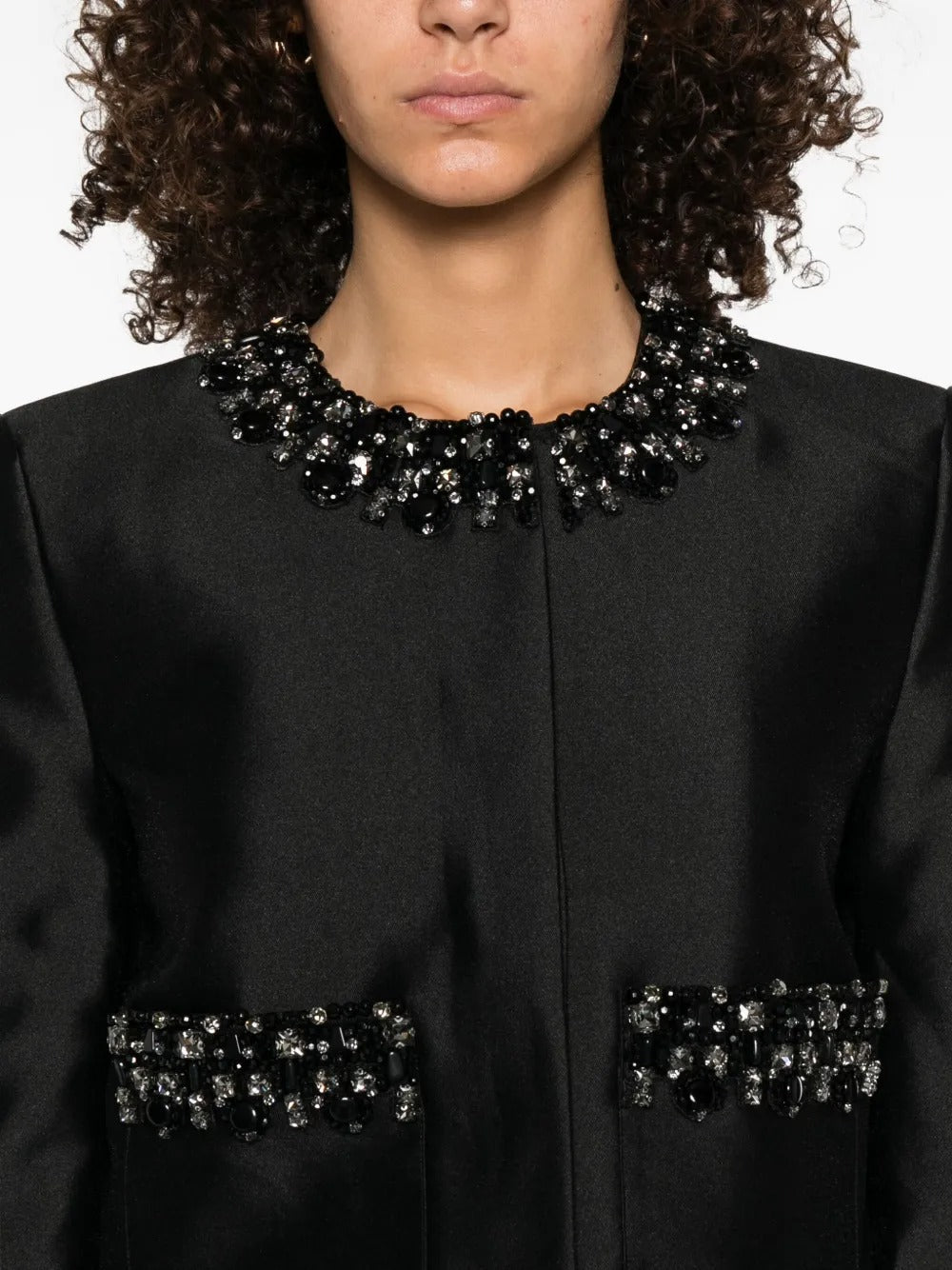 Michaelia Rhinestones Embellished Jacket In Black