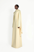 Flowering Girl Women murray Yellow Pearl Trim Shawl Detail Maxi Dress