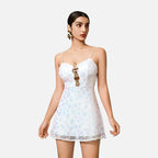 Gabrielle Petal-Like Gradient Sequin Mini Dress In White