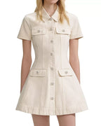 Flowering Girl Women Vanessa Cream Collared Denim Mini Dress