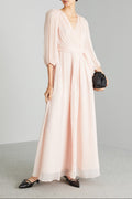 Flowering Girl Women Long chiffon V-Neck dress
