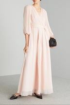 Long Chiffon V-Neck Dress