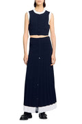 lyuba Two Tone Cropped Sleeveless Cardigan & Knit Skirt