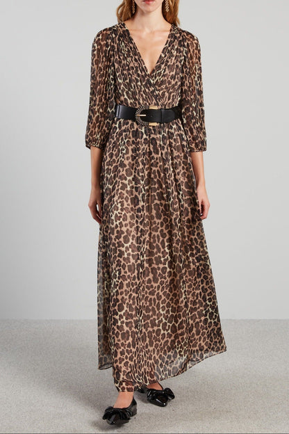 Long chiffon V-Neck dress