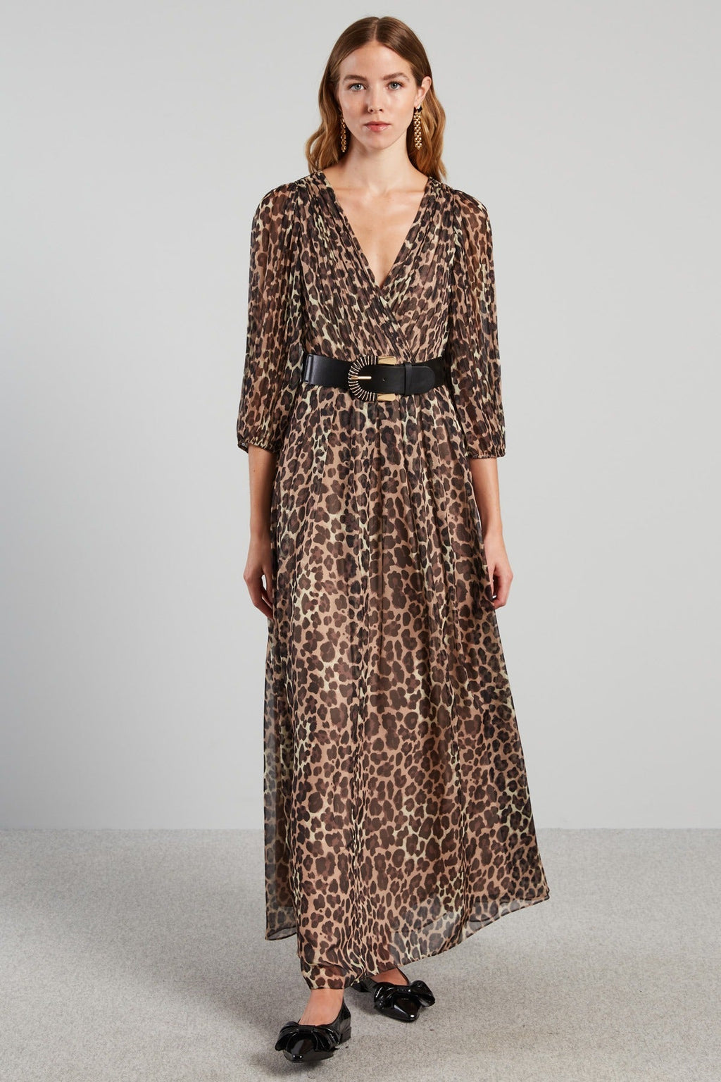 Long Chiffon V-Neck Dress