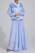 Josephine Light Blue Flounce Skirt  Blazer Two-Piece Set