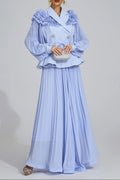 josephine Light Blue Flounce skirt  blazer Two-Piece Set