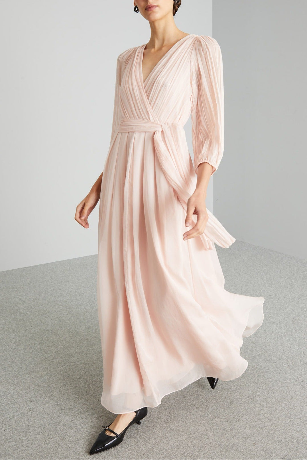Flowering Girl Women Long chiffon V-Neck dress