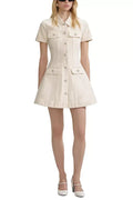 Flowering Girl Women Vanessa Cream Collared Denim Mini Dress