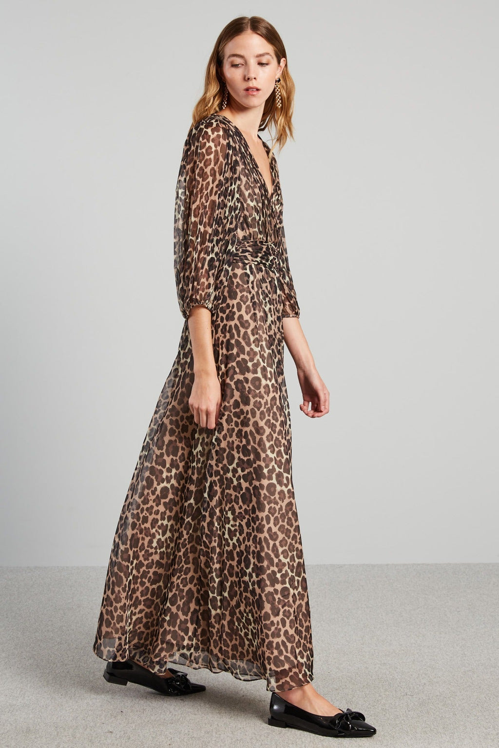 Flowering Girl Women Long chiffon V-Neck dress