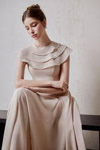 Flowering Girl Women A-Line Jewel Neck Viscose Ankle Maxi Dress In Beige