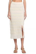 Flowering Girl Women Crochet Trim Knit Skirt In Ecru