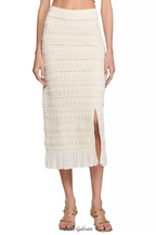 Crochet Trim Knit Skirt in ecru