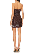 Strapless Sequin Mini Dress In Burgundy