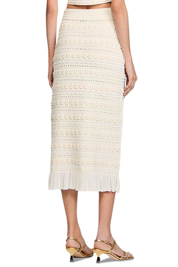 Flowering Girl Women Crochet Trim Knit Skirt In Ecru