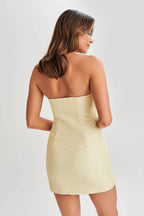 zenobia Tweed Bow Mini Dress - Lemon