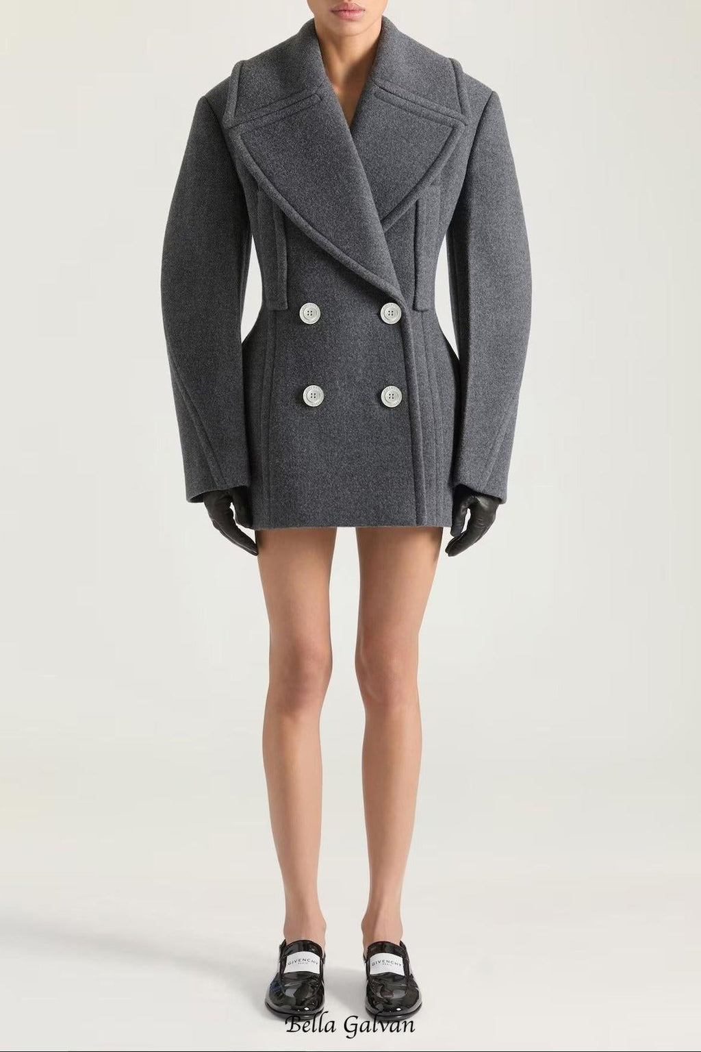 rosemary peacoat in wool in gray