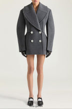 rosemary peacoat in wool in gray