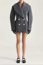 Rosemary Peacoat In Wool In Gray