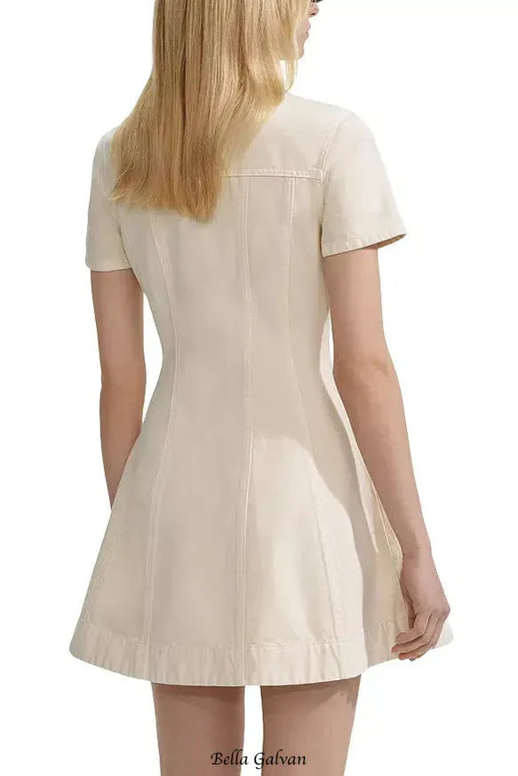 vanessa Cream Collared Denim Mini Dress