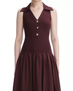 Meredith Ribbed Midi Dress In Brick Red
