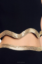 black Cropped Jumper with Chain Detail