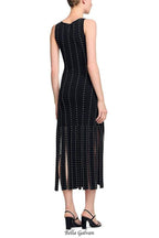 marjorie Fringed Knit Maxi Dress in black