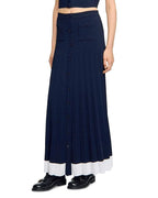 Lyuba Two Tone Cropped Sleeveless Cardigan & Knit Skirt