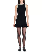 Simona Ruffle Trim Beaded Mini Dress In Black