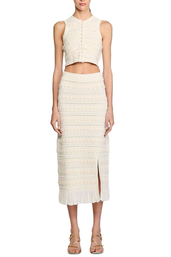Flowering Girl Women Crochet Trim Knit Skirt In Ecru