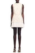 embroidery backless Guipure mini Dress in ecru