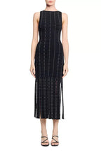 marjorie Fringed Knit Maxi Dress in black