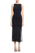 Marjorie Fringed Knit Maxi Dress In Black