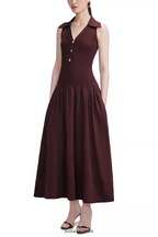 meredith Ribbed Midi Dress in brick red