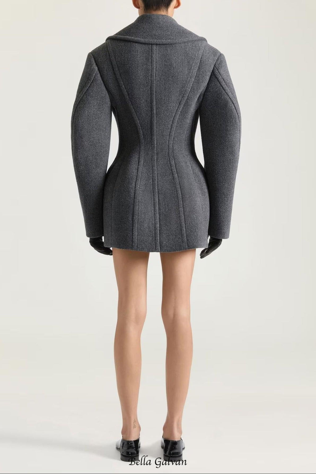 rosemary peacoat in wool in gray