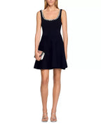Octavia Rhinestone Embellished Knit Mini Dress In Black