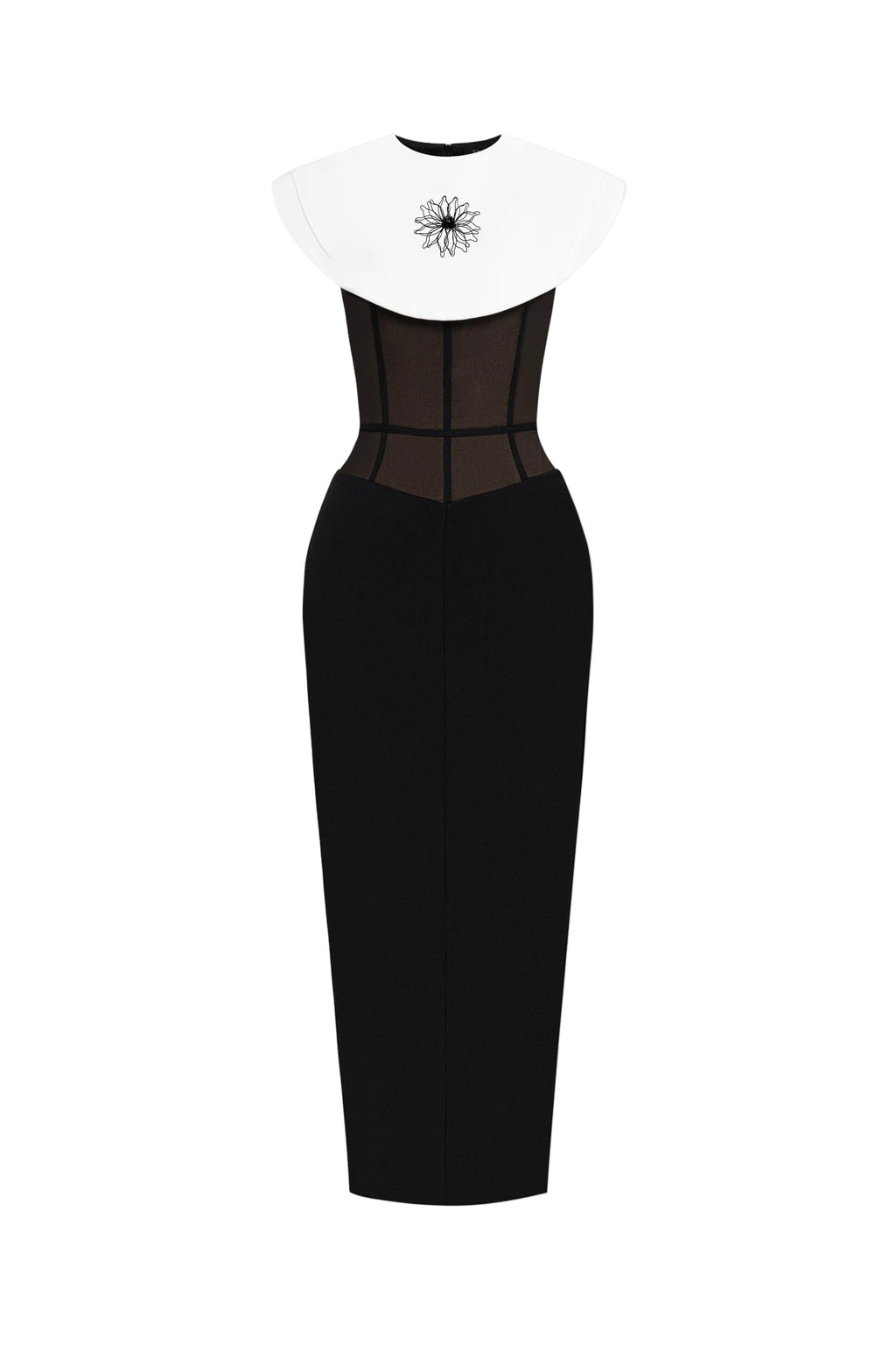Flowering Girl Women Bernice Black Sleeveless Midi Dress With White Cape