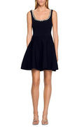 Octavia Rhinestone Embellished Knit Mini Dress In Black