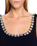 Octavia Rhinestone Embellished Knit Mini Dress In Black