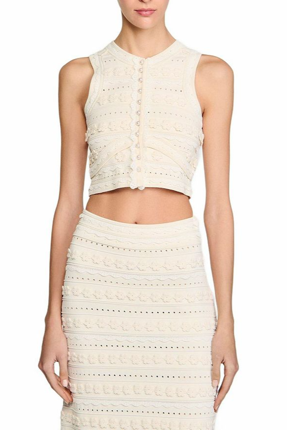 Flowering Girl Women Crochet Top In Ecru