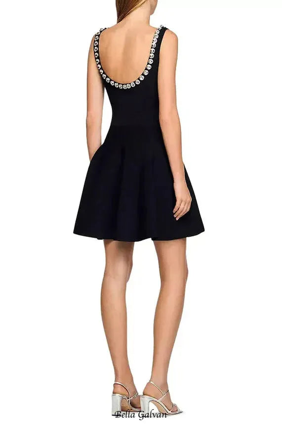 octavia rhinestone Embellished Knit Mini Dress in black