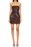 Strapless Sequin Mini Dress In Burgundy