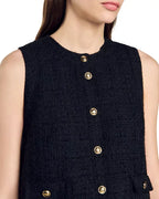 Valerie Sleeveless Tweed Mini Dress In Black