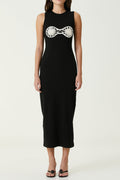Carol Black Crochet Bra Cotton Tank Midi Dress