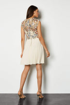Flowering Girl Women sequin lace floral mini dress in apricot