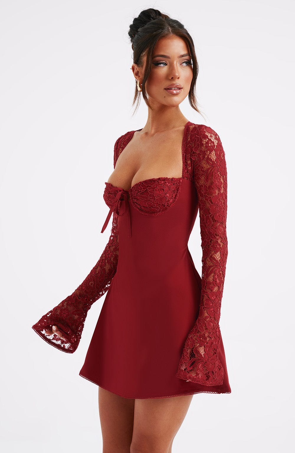 Jacinta Lace Mini Dress - Red