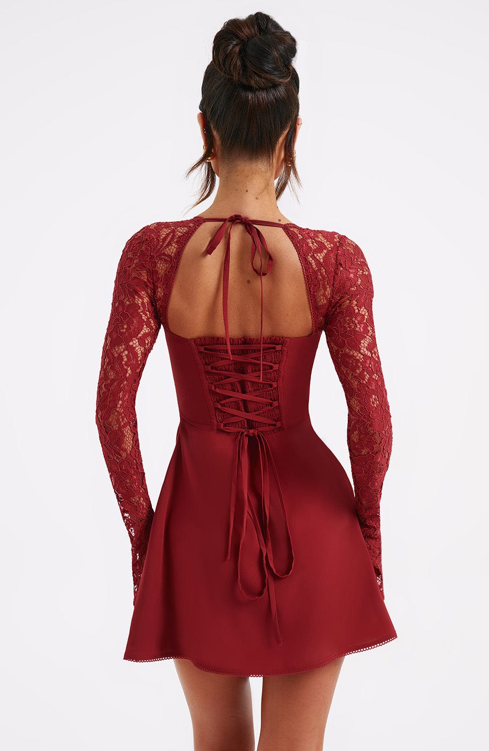 Jacinta Lace Mini Dress - Red