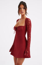 Jacinta Lace Mini Dress - Red