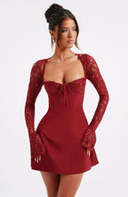 Jacinta Lace Mini Dress - Red